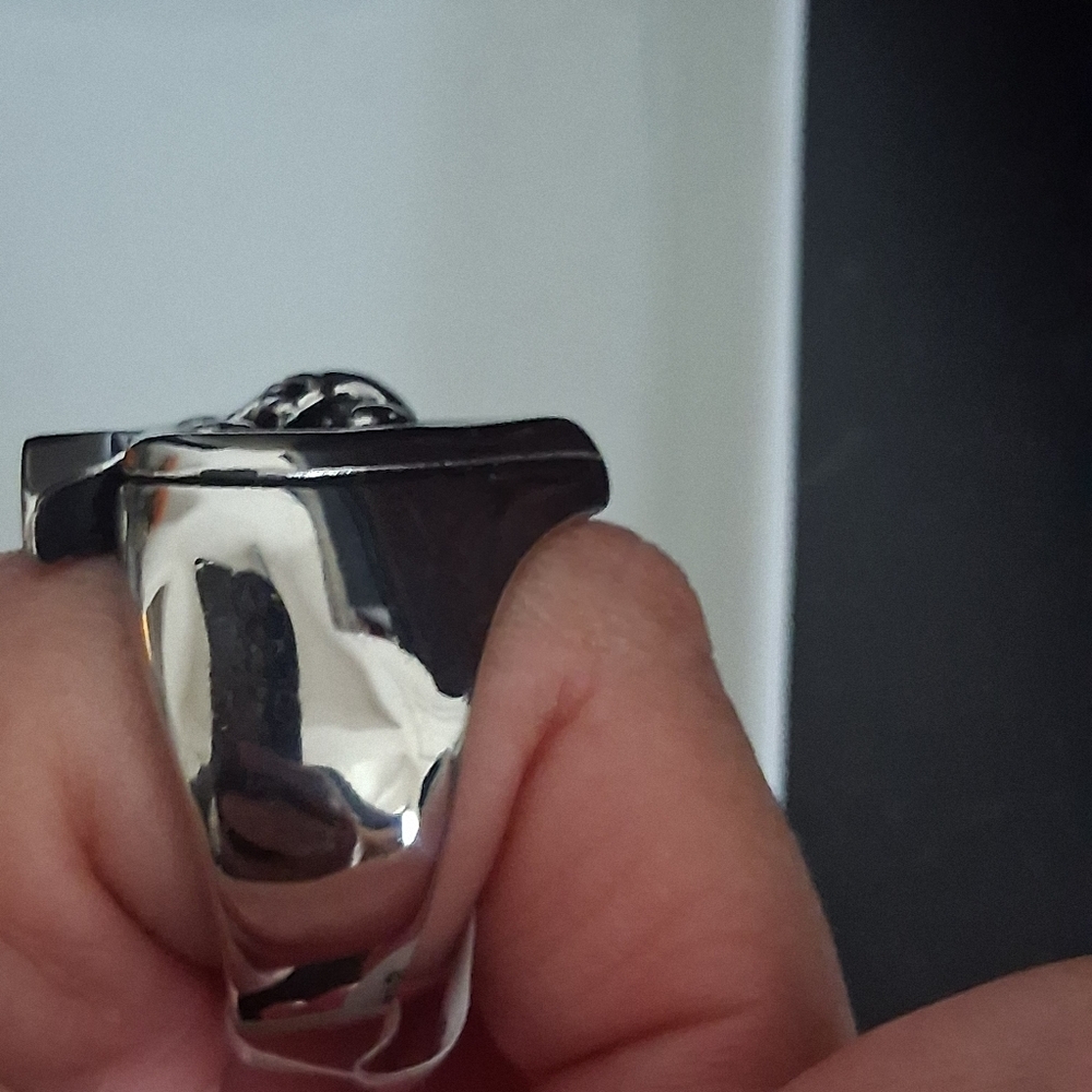 MEN'S SKULL BIKER RING STAINLESS STEEL RING SIZE 12 - Picture 4 of 5